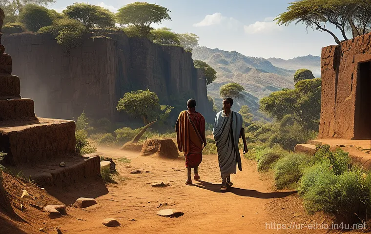 에티오피아 인류학과 고고학 탐사 - **Prompt: The First Steps of Selam**
A realistic illustration of ancient Ethiopia, approximately