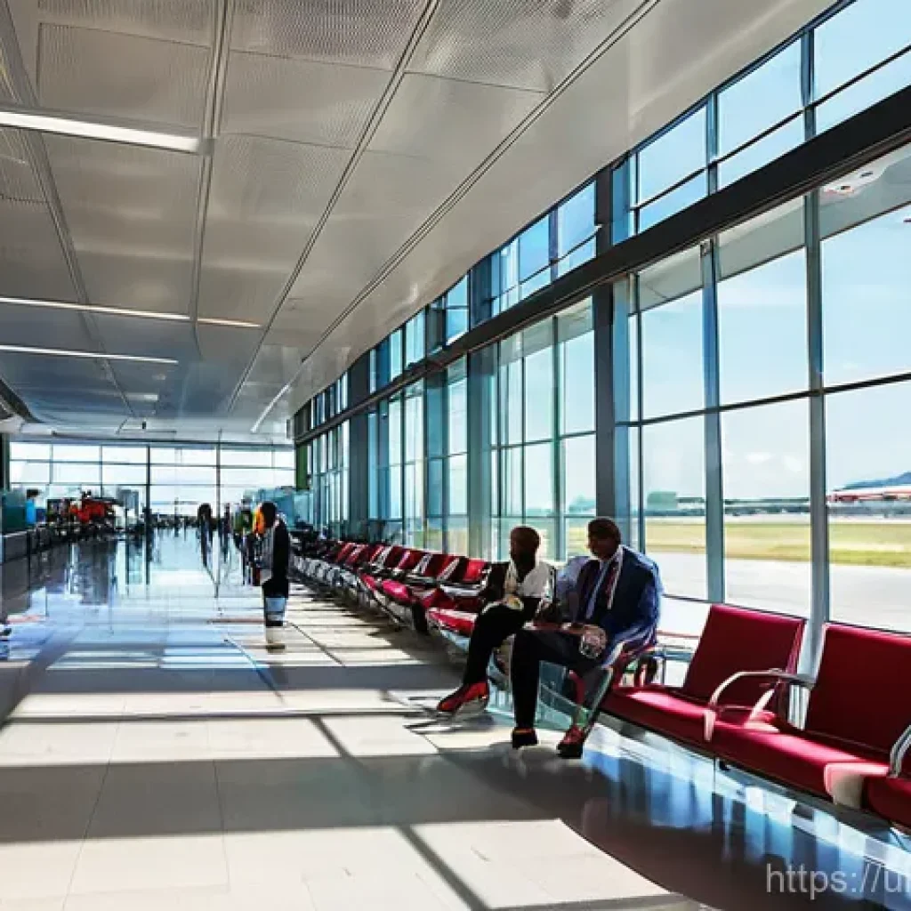 에티오피아 공항과 면세점 정보 - **Prompt 1: Modern Bole Airport Transit Experience**
"A clean, spacious, and modern airport term...