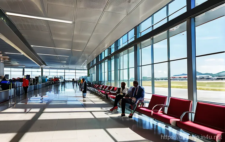 에티오피아 공항과 면세점 정보 - **Prompt 1: Modern Bole Airport Transit Experience**
"A clean, spacious, and modern airport term...