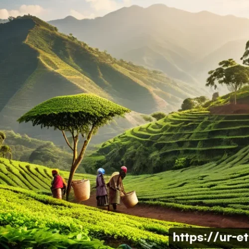 Home 33 에티오피아 커피와 공정무역 - A detailed scene of small-scale Ethiopian coffee farmers working diligently in their mountainous cof...